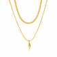 Two gold necklaces on a white background