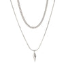 Two silver necklaces with a small pendant on a white background